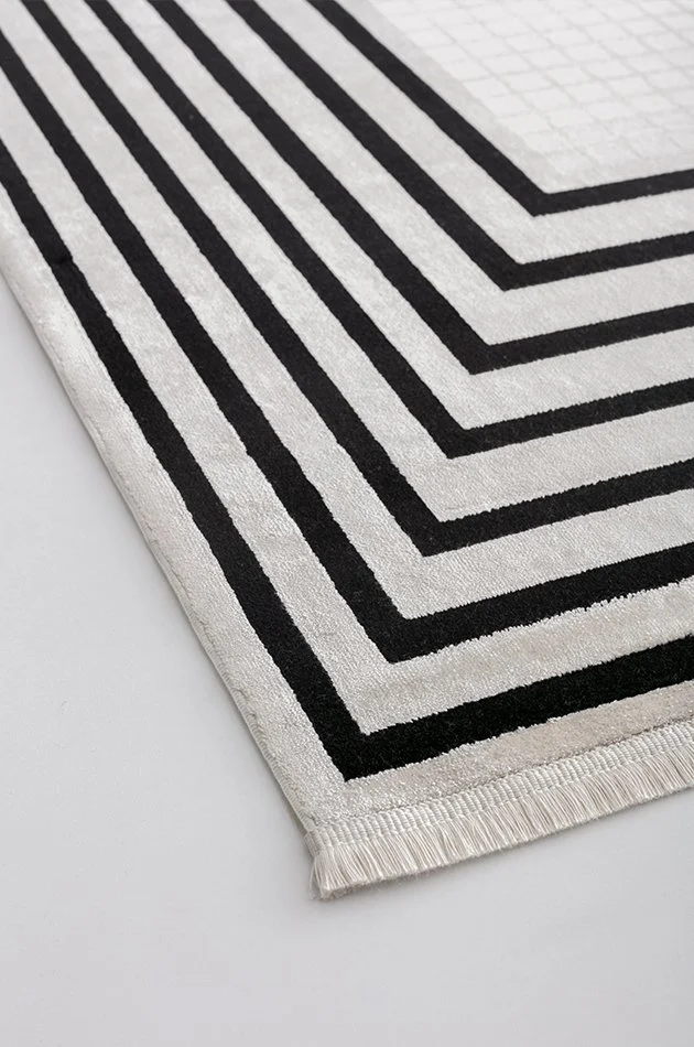 Deep 6085 R Bej - Siyah, Püsküllü Halı