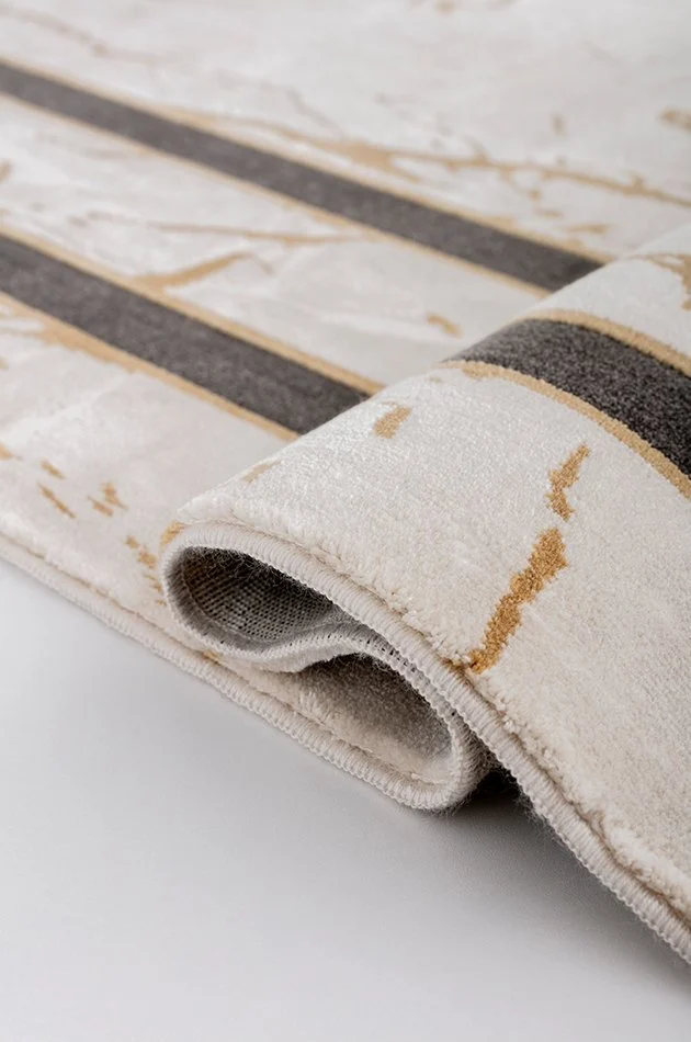 Deep 6088 D Bej, Antrasit Overlock Özel Tasarım Halı