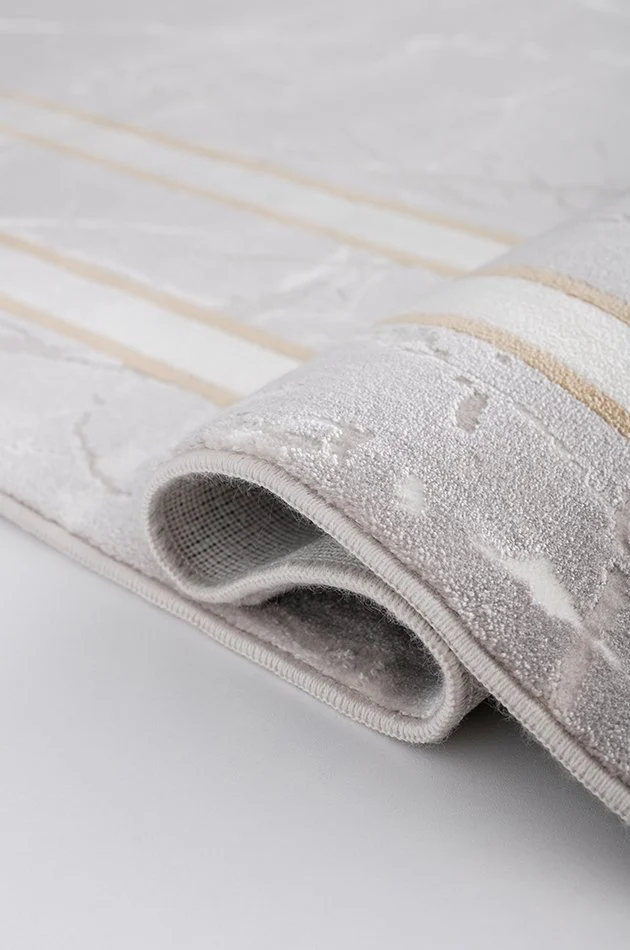 Deep 6088 D Gri - Bej Overlock Özel Tasarım Halı