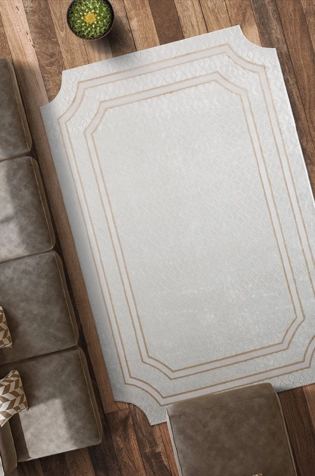 Deep 6089 D Bej - Gold Overlock Özel Tasarım Halı