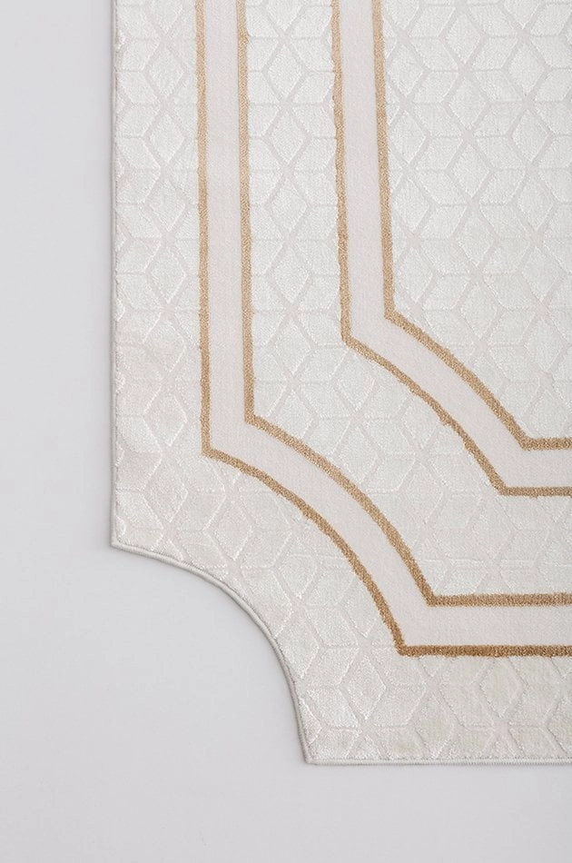 Deep 6089 D Bej - Gold Overlock Özel Tasarım Halı