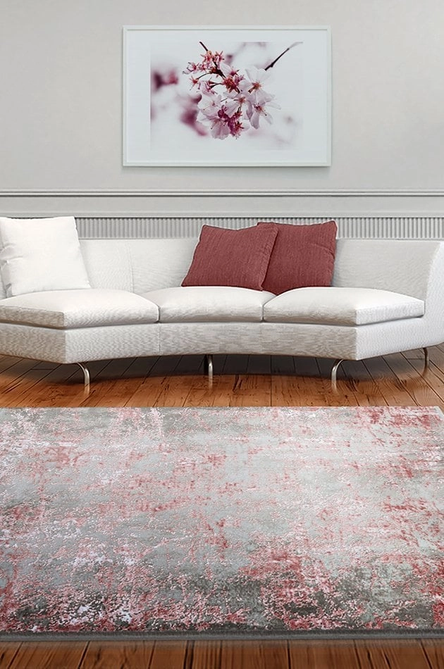 Deniz 8960 R Gri, Pembe Beyaz Püsküllü Halı