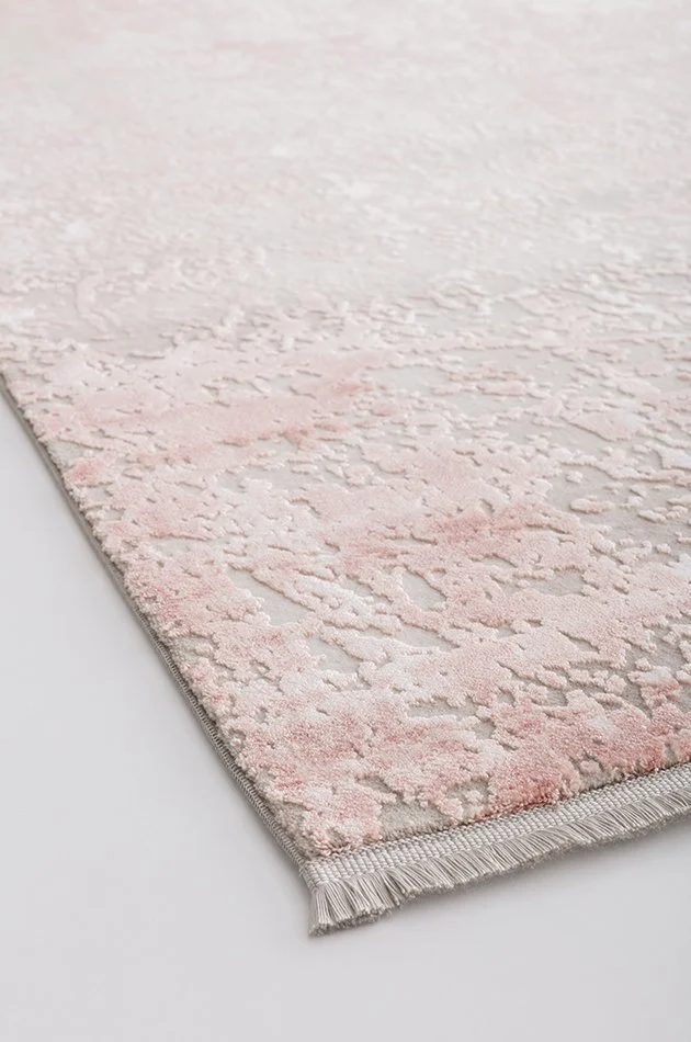 Deniz 8960 R Gri, Pembe Beyaz Püsküllü Halı