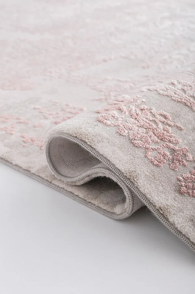 Deniz 8964 R Gri, Pembe Püsküllü Halı