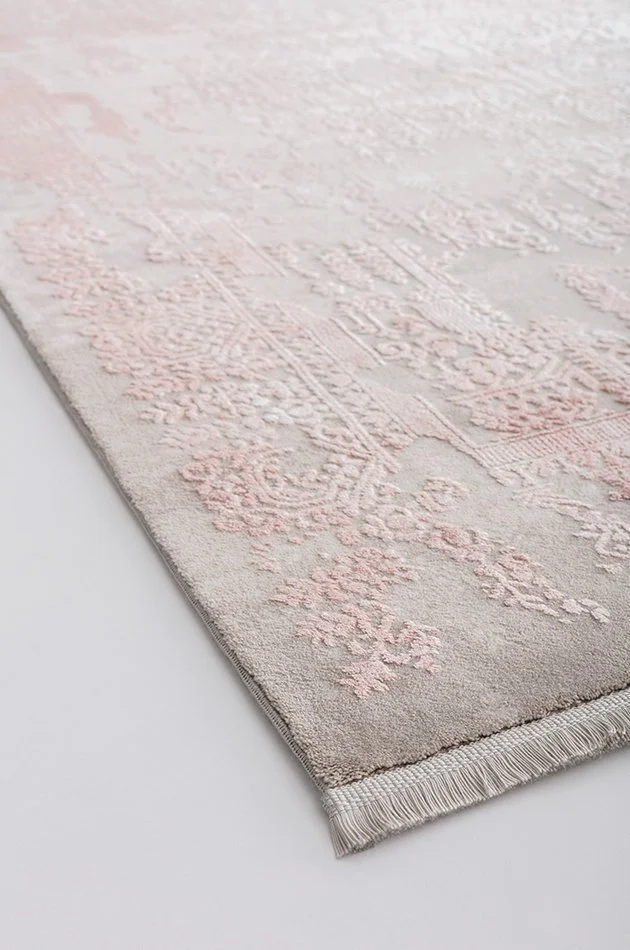 Deniz 8964 R Gri, Pembe Püsküllü Halı