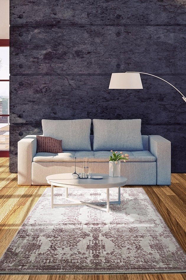 Deniz 8968 R Gri, Lila Püsküllü Halı