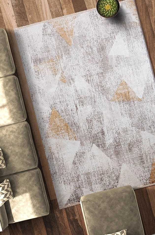 Eva 5683 R Bej, Gold, Püsküllü Halı